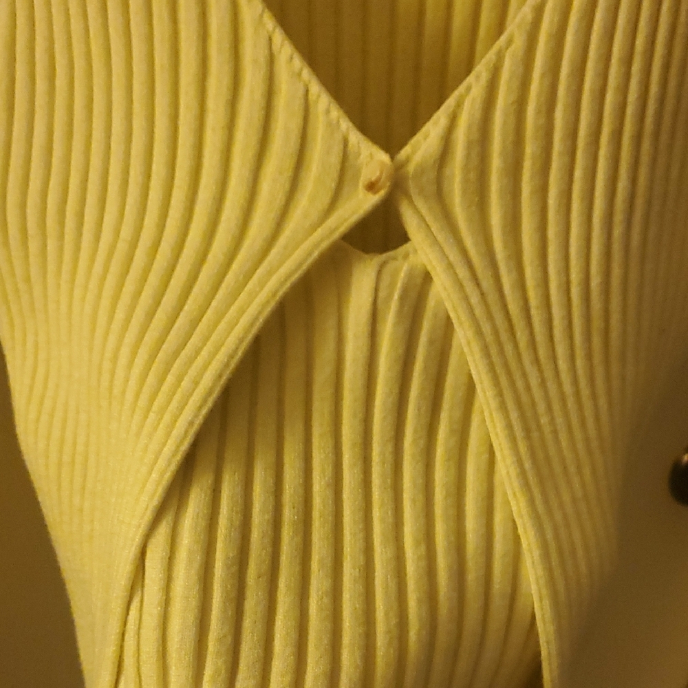 Crescent Light Yellow Ribbed Knit Top - Picture 5 of 6